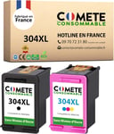 304XL fabriqué en France - 2 Cartouches d'encre Compatible avec HP 304 XL sans Affichage du Niveau d'encre - pour Cartouche HP 304 AMP Envy DESKJET - 1 Noir 1 Couleur