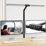 Moslumin Lampe de bureau LED puissante, 24W Lumiere architecte avec pince et double barre, éclairage de bureau ultra large et lumineuse avec bras flexible, pour pc ecran, gaming, travail