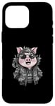 Coque pour iPhone 16 Pro Max Cochon kawaii de dessin animé avec une tenue de dragon cool