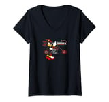 Womens Sonic the Hedgehog, Fearless: Year of Shadow - Motorcycle V-Neck T-Shirt