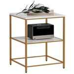 HOMCOM Table Basse, Table d'appoint, Bout de canapé, 2 étagères Effet marbre et Structure en métal doré, pour Salon, Chambre, 44L x 40l x 54,5H cm