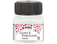 Kreul 16200-Glass Classic Blanc crème, en Pot de 20 ML, Peinture Brillante pour Verre et Porcelaine à Base d'eau, séchage Rapide, Opaque, 624236, Cream White