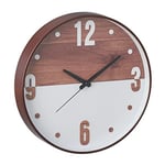 Relaxdays Horloge Murale, analogique, Fonctionne avec Pile, avec nombres, Ø 29,5 cm, pour Cuisine & Salon, Marron/Blanc