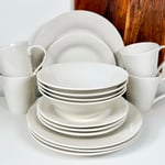 Super White 16 Piece Dinner Set Dinnerware Plates Bowls Mugs Dishwasher Safe