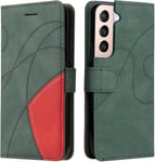 Coque Pour Samsung Galaxy S22 Pro,Etui En Cuir Pu Portefeuille Housse Fermeture Magnetique Und Flip Case Avec Antichoc Tpu, Etui A Rabat, Fentes Pour Cartes (Vert)