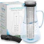 Kit de Purification d'eau : Binchotan & Carafe en Verre | Binchotan de Kishu Bio 40g avec Carafe Filtrante 1,6L | Charbon Actif Binchotan Japonais pour Purification d'eau en Carafe + E-Book