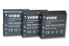 vhbw 3x Batterie remplacement pour Medion PAC-0040 pour appareil photo (950mAh, 3,6V, Li-ion)