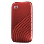 WD My Passport SSD WDBAGF5000ARD - SSD - chiffré - 500 Go - externe (portable) - USB 3.2 Gen 2 (USB-C connecteur) - AES 256 bits - rouge