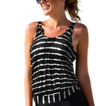 Wiki Kreta Tankini Top Svart Mønster E/F Small Dame