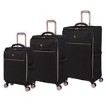 it luggage Divinity II 8 Wheel Expandable Spinner Set, Black (Pack of 3), Black, Pack of 3, Divinity Ii 3 Pc 8 Wheel Expandable Spinner Set