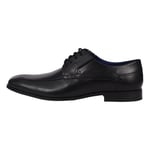 bugatti Homme Chaussure basse business en cuir, Derby avec élastique et couture parallèle, Noir, 45 EU