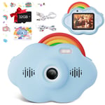 Appareil Photo pour Enfants, (Bleu)1080P HD/40MP Appareil Photo Numérique pour Enfants Rechargeable, 2,4 Pouces Caméra Enfants, 32G SD Carte, USB, Autocollant, Cadeaux Enfants 3-12 Ans