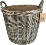 Panier à bûches pour poêle à bois d'intérieur 30 cm ¿ Panier de rangement rond en osier ¿ Petit panier de rangement pour bûches ¿ Panier à bûches à l'intérieur ¿ Panier de cheminée