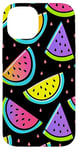 Coque pour iPhone 14 Motif tranches de pastèque Midnight Bright Style Vibe