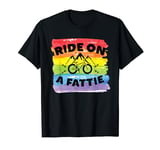 Ride On A Fattie Fun Fat Bike Design with Gay Pride Colors T-Shirt