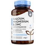 High Strength Calcium Magnesium Zinc and Vitamin D Supplement - 365 Tablets - Calcium (800mg) Tablets with Vitamin D3 Copper Manganese Boron Selenium Complex for Bone, Skin, Muscle & Teeth - Nutravita