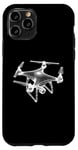 Coque pour iPhone 11 Pro Drone 3D Wireframe - Drone volant vintage amateur de pilote