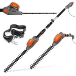 Terratek Corded Extendable Pole Hedge Trimmer 550W 2.5M Telescopic Hedge Trimmer Long Reach Hedge Cutter with 4 Position's, 10m Cable and Shoulder Strap Included