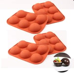 FAGUANG 4 pièces Moule en Silicone Semi-sphérique Grand hémisphère dôme Moule en Silicone 6 Trous Moule de Cuisson pour Faire du gâteau au Chocolat gelée dôme Mousse (Rouge) (4 pièces)