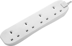 Masterplug Four Socket Long Extension Lead, White, 3 Metres