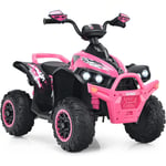 Goplus - Quad 4x4 électrique Enfant 3-8 Ans avec 2 Vitesses Réglables,Voiture électrique 1 Place avec Lumières LED/Musique,Rose