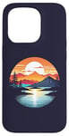 Coque pour iPhone 15 Pro Rouge Orange Coucher De Soleil Montagne Forêt Lac Réflexion Silhouette