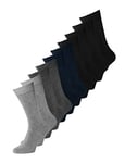 JACK & JONES 10 Pack Mens Socks Comfortable Crew Socks Multipack Walking Running Jogging Gym Socks for Men, Dark Grey Colour, Size- One Size