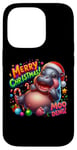 Coque pour iPhone 14 Pro Adorable bébé hippopotame Moo Deng Merry Christmas Cheer