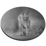 Round Mouse Mat (bw) - Caracal African Lynx Cat  #38978