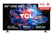 TCL 50V6C-UK 50" 4K Ultra HD, HDR TV, Smart TV Powered by Google TV (Dolby Audio, Voice Control, compatible with Google assistant, Chromecast built-in, 2025 New Model)