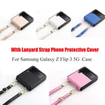 Fiber For Samsung Galaxy Z Flip 3 Phone Case With Rope Lanyard Protective Cover