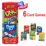 Mattel Card Game 6 Pack Bundle: UNO DOS Phase 10 ONO99 UNO House Rules All Wild