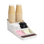 Mind Reader Anchor Collection, 7-Compartment Coffee Cup and Condiment Countertop Organizer, 7.25" L x 15.5" W x 5.25" H, White