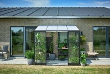 Halls Drivhus Qube Lean-to Herdet Glass Sort 4,7 m²-Uten fundament