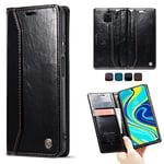 SmartLegend Coque pour Xiaomi Redmi Note 9S/Redmi Note 9 Pro Cuir Etui Housse Premium PU Portefeuille Magnétique Porte Cartes Stand Fonction Coque Rabat pour Xiaomi Redmi Note 9S/9 Pro/9 Pro Max-Noir