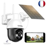 AOSU 2K Camera Surveillance WiFi Exterieure sans Fil, Solaire, 360° Pan/Tilt, 