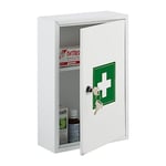 Relaxdays Armoire à Pharmacie, verrouillable, 2 Niveaux, Acier, HxLxP: 32x21,5x9,5 cm, Ranger médicaments, Blanc - Vert