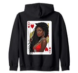 Black Queen of Hearts Dreadlocks African Art Playing Card Zip Hoodie