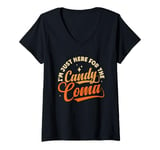 Womens I'm just here for the Candy Coma and Halloween Monsters V-Neck T-Shirt