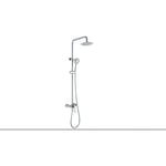 Ensemble colonne de douche monocommande avec barre extensible - Barre de douche avec douchette et poignée - Robinetterie salle de bain chromée