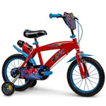 Toimsa Spiderman 14 inch Bicycle, Kids Bike learn to ride, with training wheel stabilisers and mudguard, for children/youth age 4-6 Years, Blue and Red