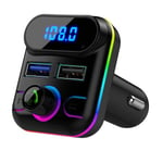 Auton Bluetooth 5.0 Langaton Handsfree-auton FM-lähetinvastaanotin Radio Mp3-sovitinsoitin 2 USB-laturipaketti