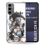 Cokitec Coque Renforcée pour Samsung Galaxy S24 FE Manga Demon Slayer Blanc