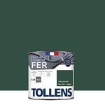 TOLLENS - Peinture extérieure fer 2 en 1 - Ultra Résistante - Protection antirouille - Laque Riche en Résine - Sans Sous-Couche - Entretien Facile - Brillant - Vert Basque - 0,5L = 8m2