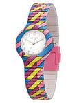 Hip Hop Women's Dream Watch in Color Dial Mono -Color White Collor Movement Mouvement Uniquement - Quartz 3H et Sliconie avec Tissu Multicolore HWU1138