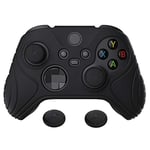 eXtremeRate PlayVital Skin Cover Antidérapante pour Xbox Series X S,Housse de Protection pour Xbox Series S X,Housse Coques en Silicone avec Thumb Grips Caps-Noir(Édition Samouraï)