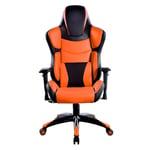 FTFTO Home Accessories Lifting Armrest Game Chair Ergonomic Height-Adjustable Computer Chair PU Leather Swivel Chair Orange