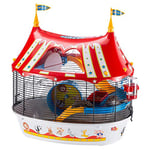 Ferplast Circus Fun Cage à 3 Étages Plastique Robuste et Métal, Ashésifs Colorés et Accessoires Inclus pour Hamsters, Souris et Petits Rongeurs 49,5 x 34 x 42,5 Noir