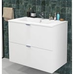 Meuble de salle de bain sous vasque 2 tiroirs + vasque L80cm FARO blanc Taille unique