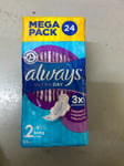 Always Ultra Pads Long With Wings Size 2 Sanitary Pads (Pack of 24) Free P+P